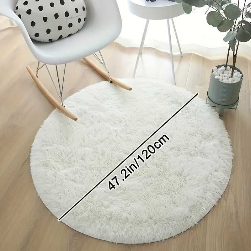 Rynx | Super Soft White Round Plush Rug - Perfect for Living Room, Bedroom, and Nursery - Non-Slip, Fluffy and Machine Made