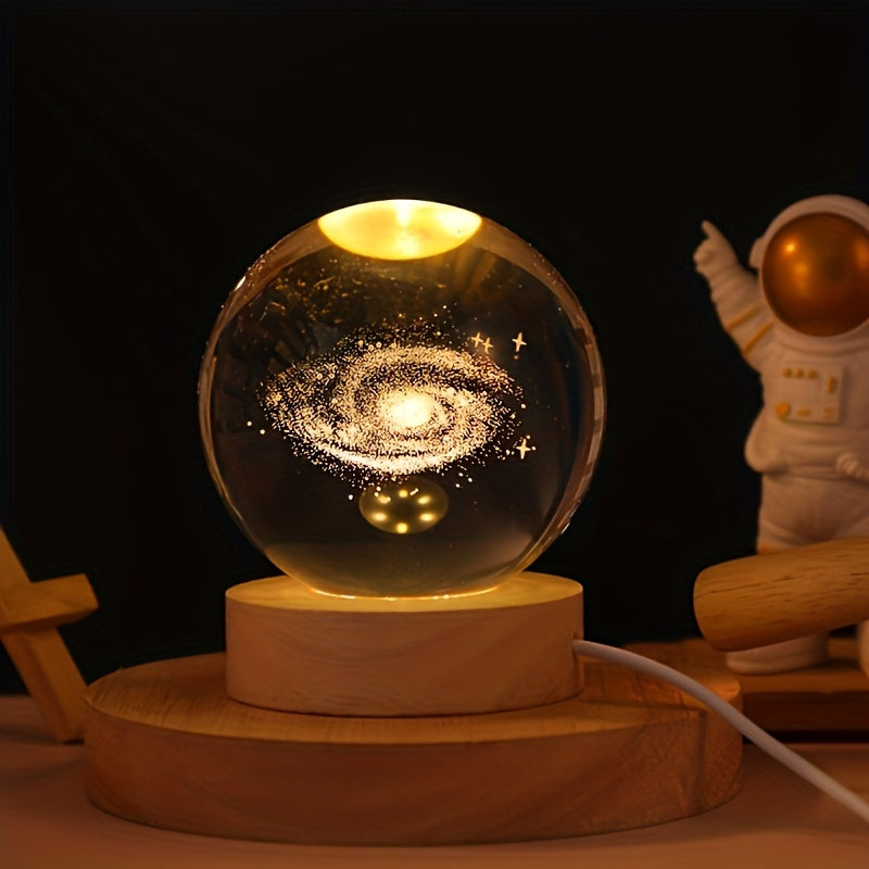 Rynx | LuminaSphere - 3D Crystals Ball LED Table Lamp with Wooden Base