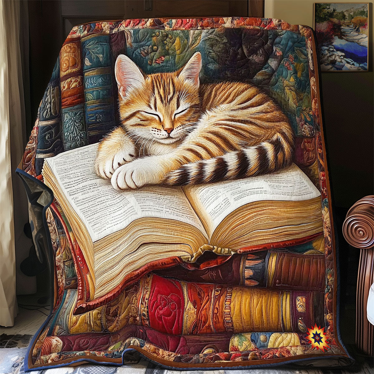 Rynx | Sleeping Cat In Book Quilt