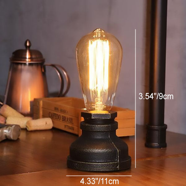 Rynx | Contemporary Industrial Steampunk Round Glass 1-Light Table Lamp for the Entertainment Room
