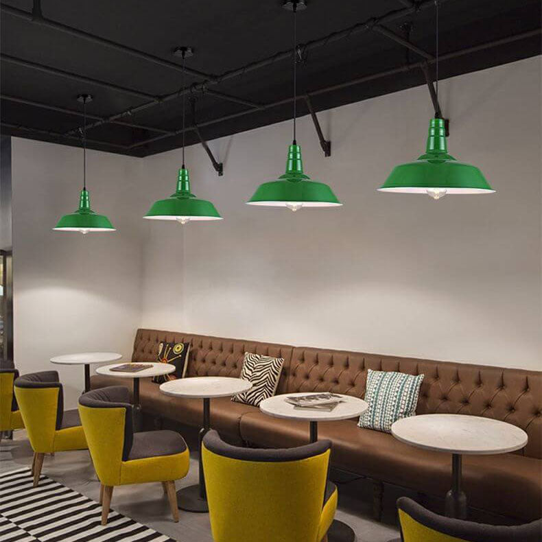 Rynx | RetroDome Industrial Vintage Pendant Light | Green Iron Dome Design | Single Light | Rustic Ceiling Lighting