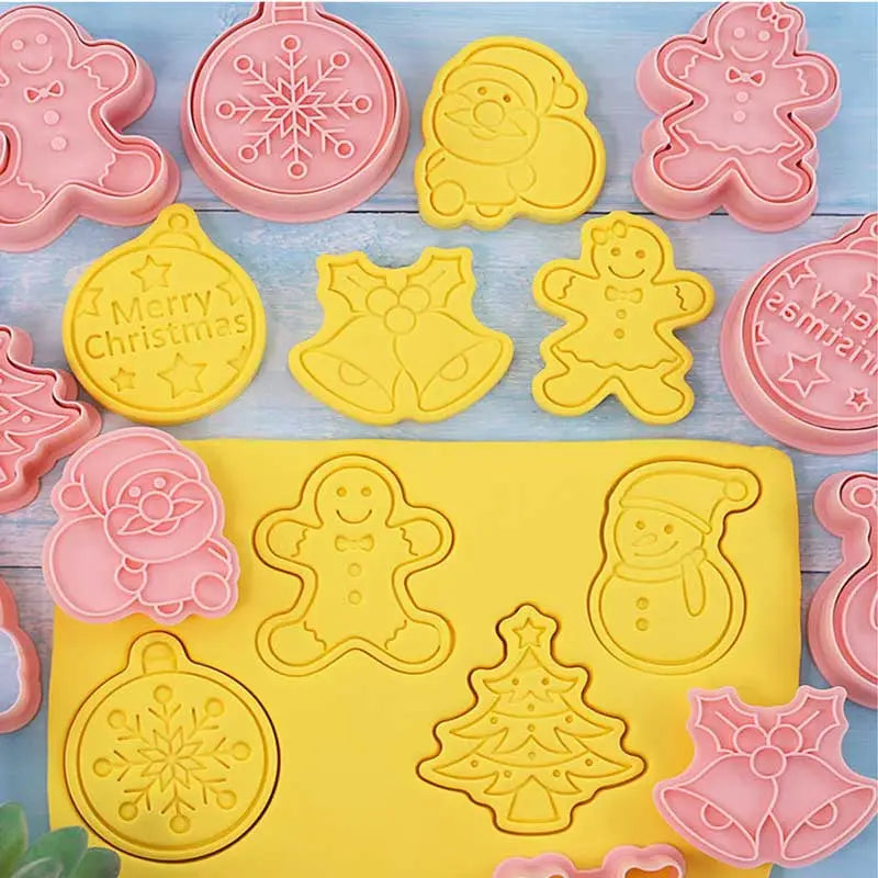 Rynx | 8 Pieces/Set DIY Cake Decoration Tools Christmas Cartoon Cookie Cutter Set Plastic Baking Molds Cookie Tools