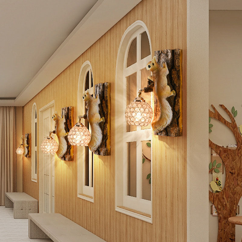 Rynx | Crystanova Wall light | Creative squirrel design | Crystal details | 1-bulb lamp for bedroom
