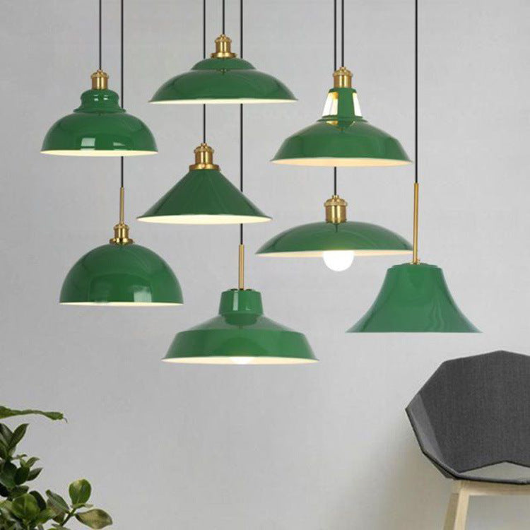 Rynx | RetroDome Industrial Vintage Pendant Light | Green Iron Dome Design | Single Light | Rustic Ceiling Lighting