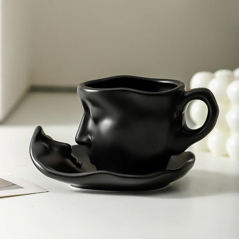 Rynx | Metal touching face, creative ceramic kiss coffee mug