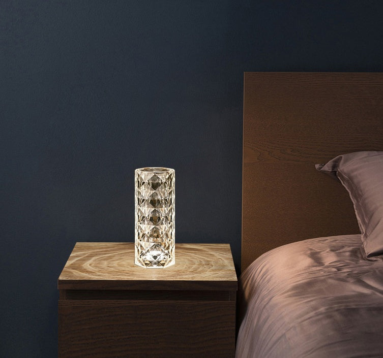 Rynx | Nordic Crystal Lamp USB Table Lamps Bedroom Touch Dimming Atmosphere Diamond Night Light Rose Projector Lamp Decor