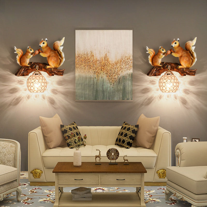 Rynx | Crystanova Wall light | Creative squirrel design | Crystal details | 1-bulb lamp for bedroom