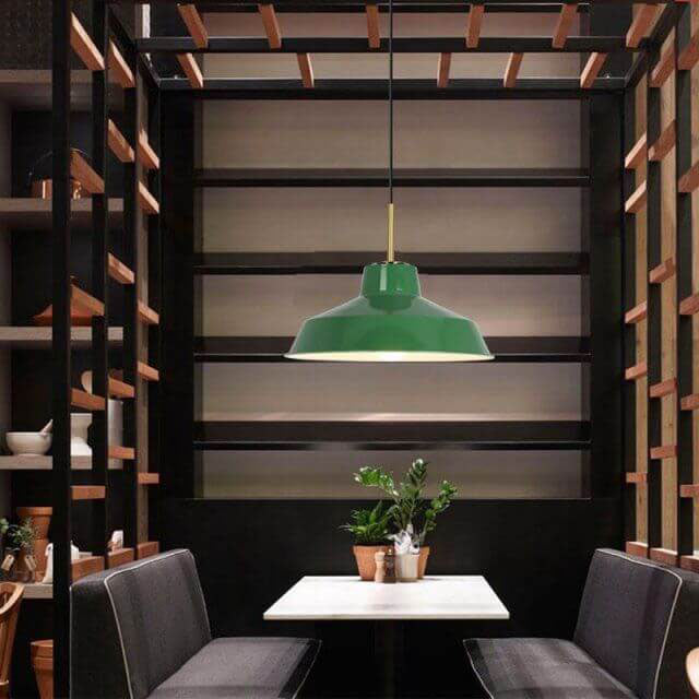 Rynx | RetroDome Industrial Vintage Pendant Light | Green Iron Dome Design | Single Light | Rustic Ceiling Lighting