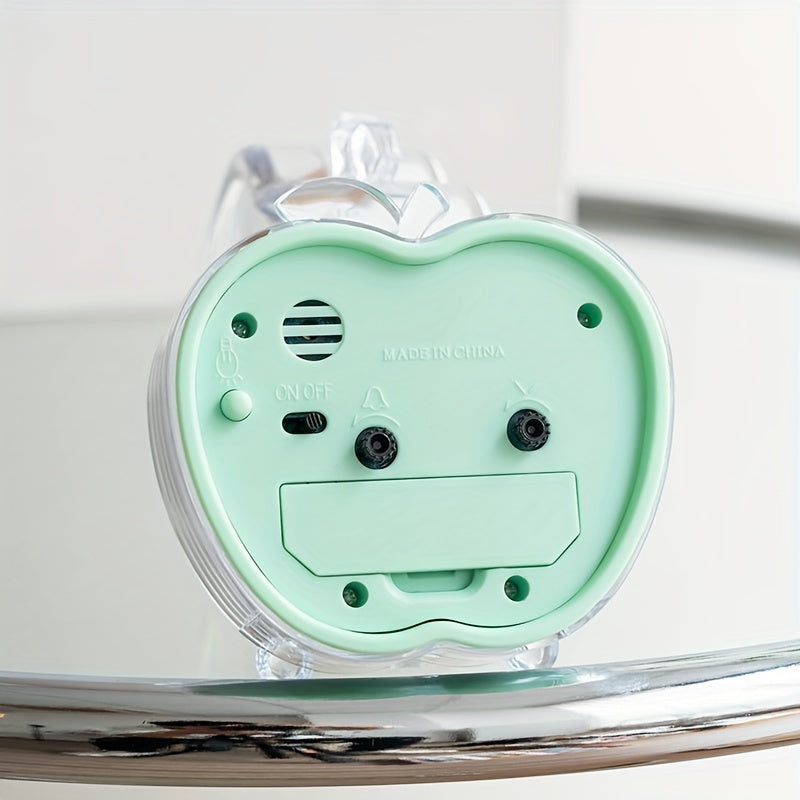 Rynx | Crystal Apple Design Alarm Clock with Built-in Night Light - Stylish, Battery-operated, Round and Modern Design