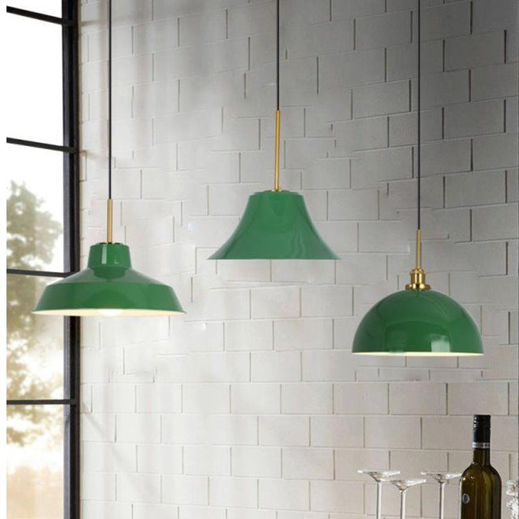 Rynx | RetroDome Industrial Vintage Pendant Light | Green Iron Dome Design | Single Light | Rustic Ceiling Lighting