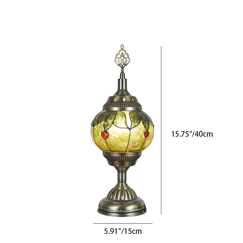 Rynx | Glomera Tiffany Table Lamp | Oval Design | Romantic Lighting | For Bedrooms & Living Spaces