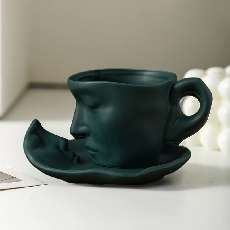 Rynx | Metal touching face, creative ceramic kiss coffee mug