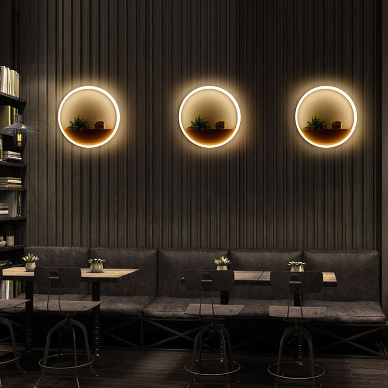 Rynx | Lumoshelf LED Wall Light | Solid Wood with Shelf | Round Wall Lamp | Warm & White Light