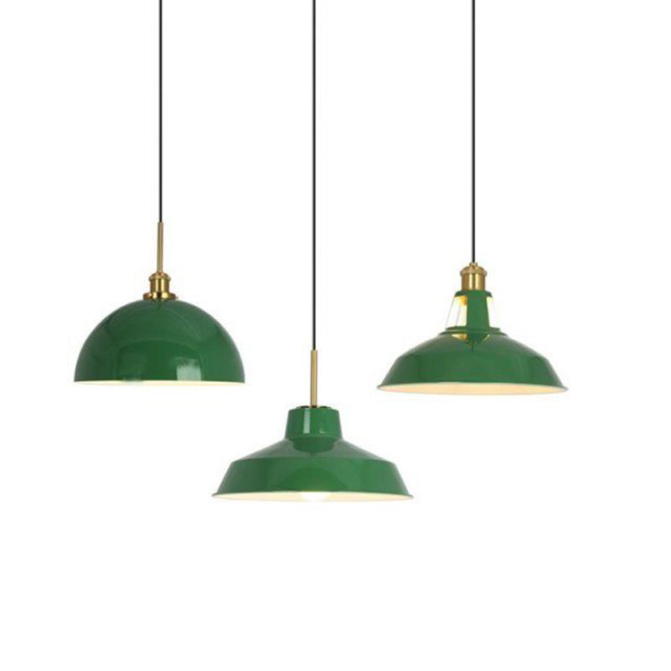 Rynx | RetroDome Industrial Vintage Pendant Light | Green Iron Dome Design | Single Light | Rustic Ceiling Lighting