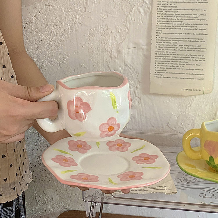 Rynx Retro hand-painted cup and saucer set