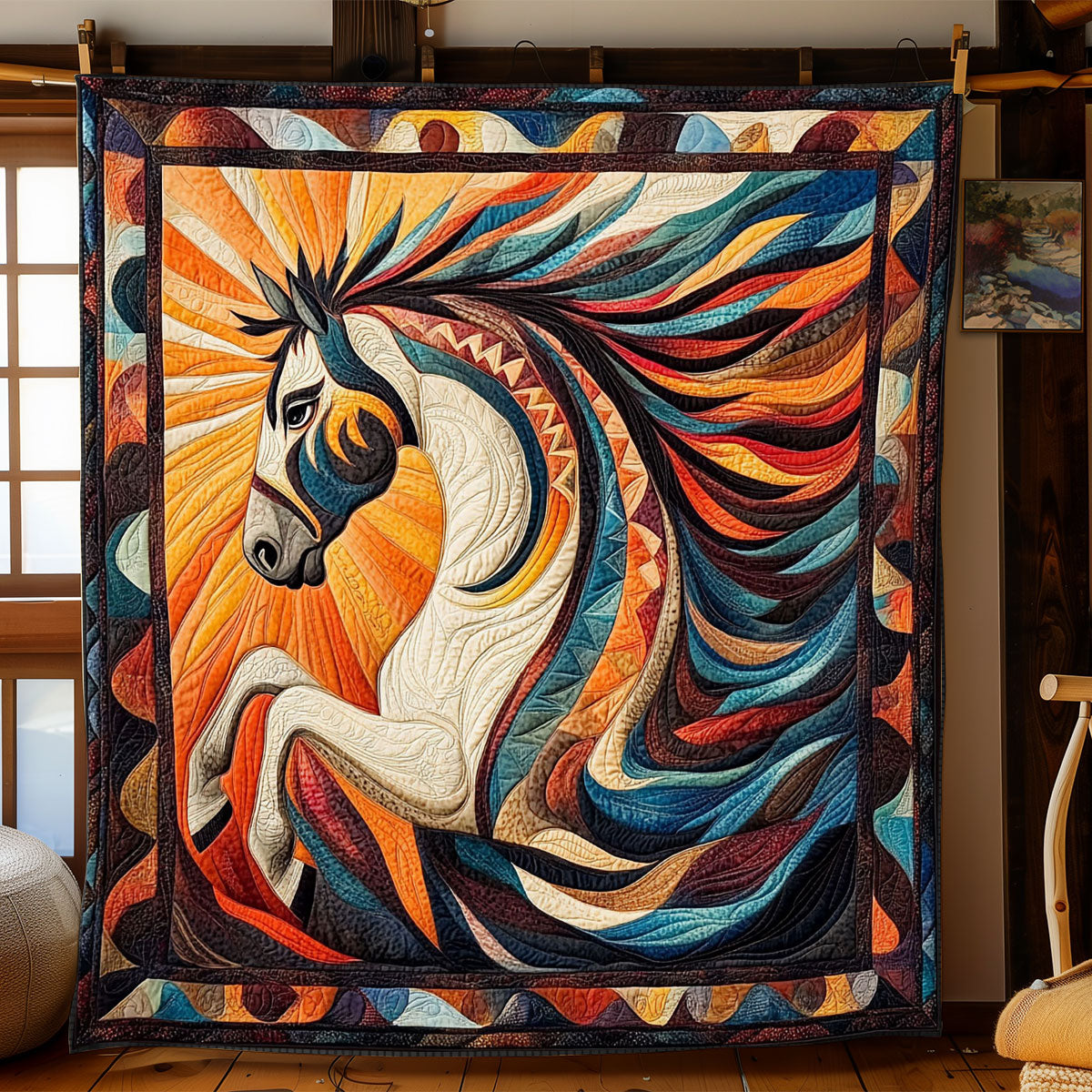 Rynx | Horse Native American Patchwork Blanket