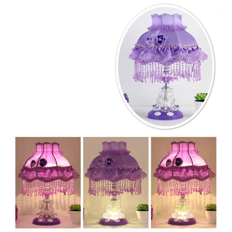 Rynx | Elarion Glow Table Lamp | European Design | Fabric Shade & Glass Base | Dimmable | Romantic Lighting