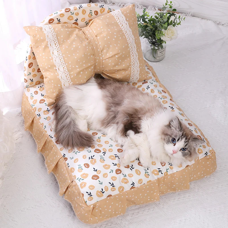Rynx | Cute Bow Cat and Dog Bed with Removable Cushion Safe