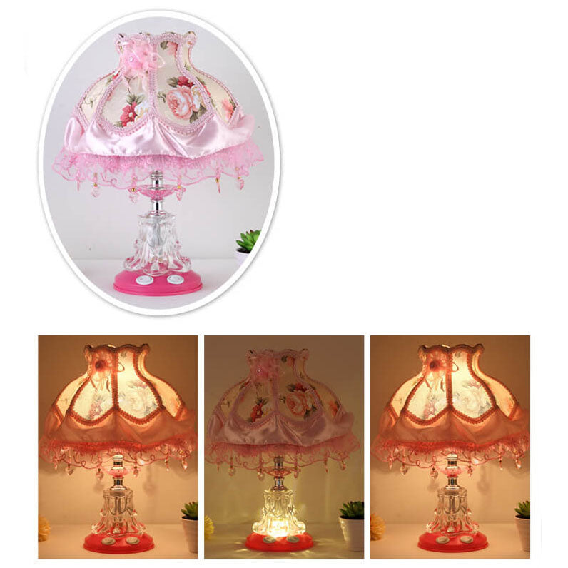 Rynx | Elarion Glow Table Lamp | European Design | Fabric Shade & Glass Base | Dimmable | Romantic Lighting