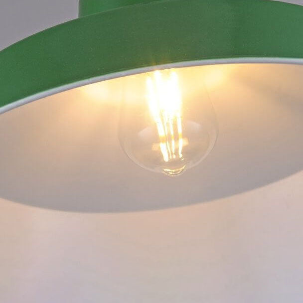 Rynx | RetroDome Industrial Vintage Pendant Light | Green Iron Dome Design | Single Light | Rustic Ceiling Lighting