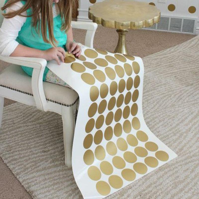 Rynx | Golden Magic Dot Wall Tattoos: Chic Home Decor for Children and Interior Styling