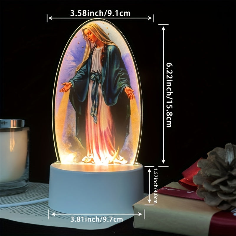 Rynx | SacredGlow - Virgin Mary Night Lamp with LED Acrylic Frame, USB Power