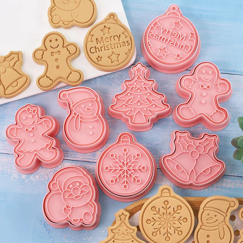 Rynx | 8 Pieces/Set DIY Cake Decoration Tools Christmas Cartoon Cookie Cutter Set Plastic Baking Molds Cookie Tools
