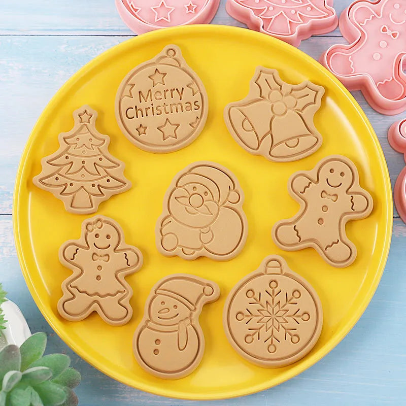 Rynx | 8 Pieces/Set DIY Cake Decoration Tools Christmas Cartoon Cookie Cutter Set Plastic Baking Molds Cookie Tools