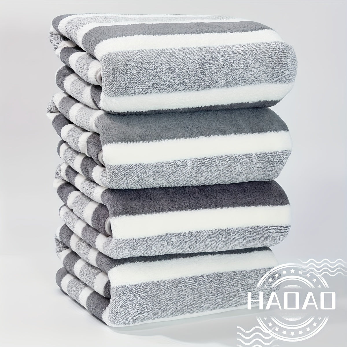 Rynx | 4 Piece Luxurious Striped Bath Towel Set - Ultra-Absorbent, Quick-Drying, Super Soft, Skin-Friendly - Ideal for Home Bathroom and Daily Showering Needs