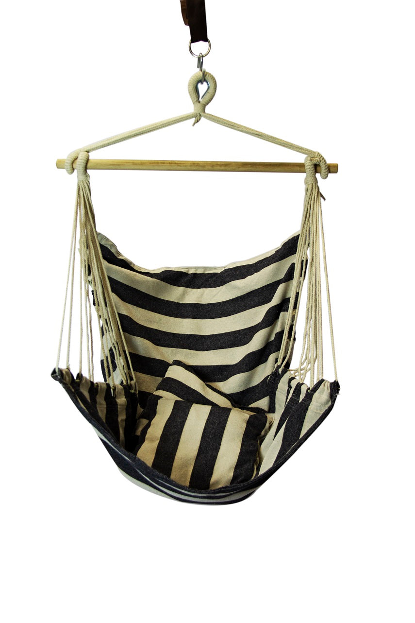 Rynx | Black-White Striped Cushion Scoop Design Hammock