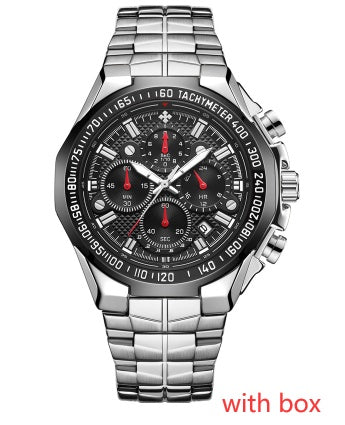 Rynx | WWOOR Multifunctional Men's Steel Bracelet Six-Hand Quartz Watch Waterproof Casual Crown Watch 8868