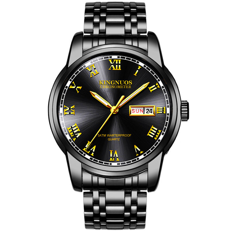 Rynx | Transnational Hot Double Calendar Steel Belt Watch Business Non-mechanical