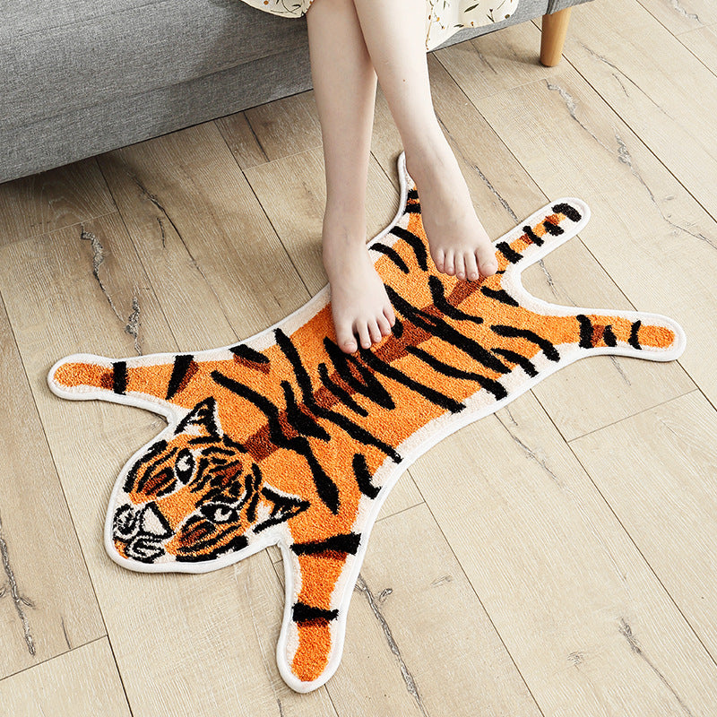 Rynx | Beautiful tiger bath mat bedroom rug, animal soft plush water-absorbent rug, machine washable