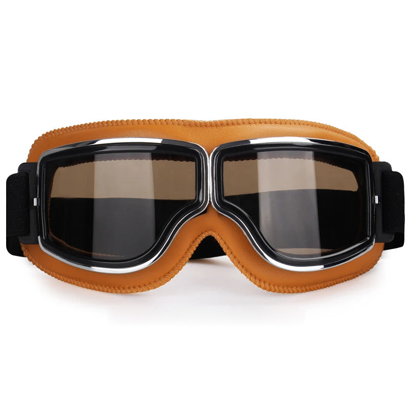 RYNX | Vintage-Motorcycle Glasses – Perfect Fit Over Your Glasses Khaki Leather - Brown Lenses