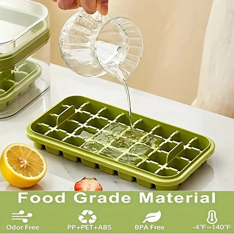 Rynx | 101oz. Ice Cube Tray Set - 64 pcs Silicone Ice Cube Tray with Lid & Box