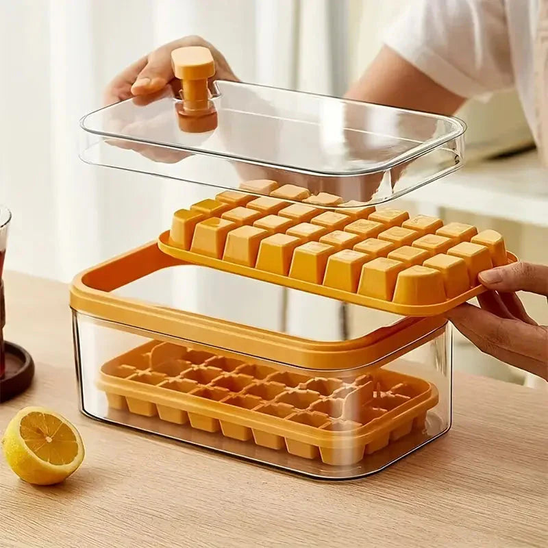 Rynx | 101oz. Ice Cube Tray Set - 64 pcs Silicone Ice Cube Tray with Lid & Box
