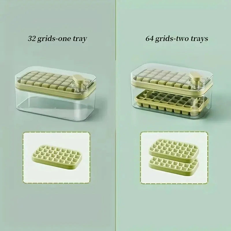 Rynx | 101oz. Ice Cube Tray Set - 64 pcs Silicone Ice Cube Tray with Lid & Box