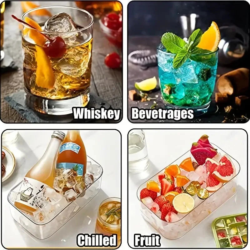 Rynx | 101oz. Ice Cube Tray Set - 64 pcs Silicone Ice Cube Tray with Lid & Box
