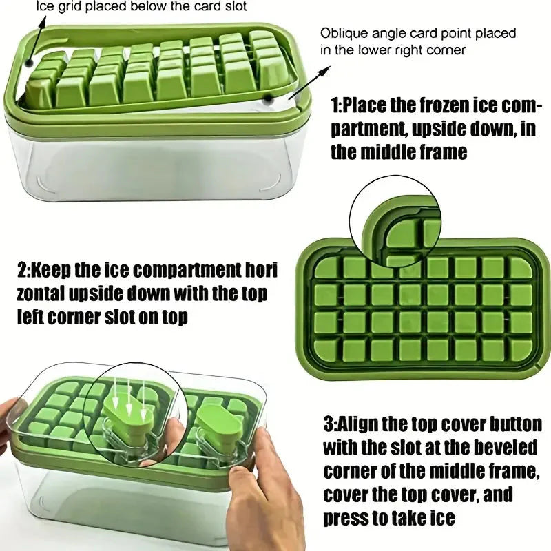 Rynx | 101oz. Ice Cube Tray Set - 64 pcs Silicone Ice Cube Tray with Lid & Box