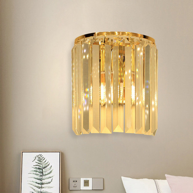 Rynx | 1 Head Wall Mounted Light Fixture Simple Half-Cylindrical Crystal Block Wall Lamp Lighting in Gold