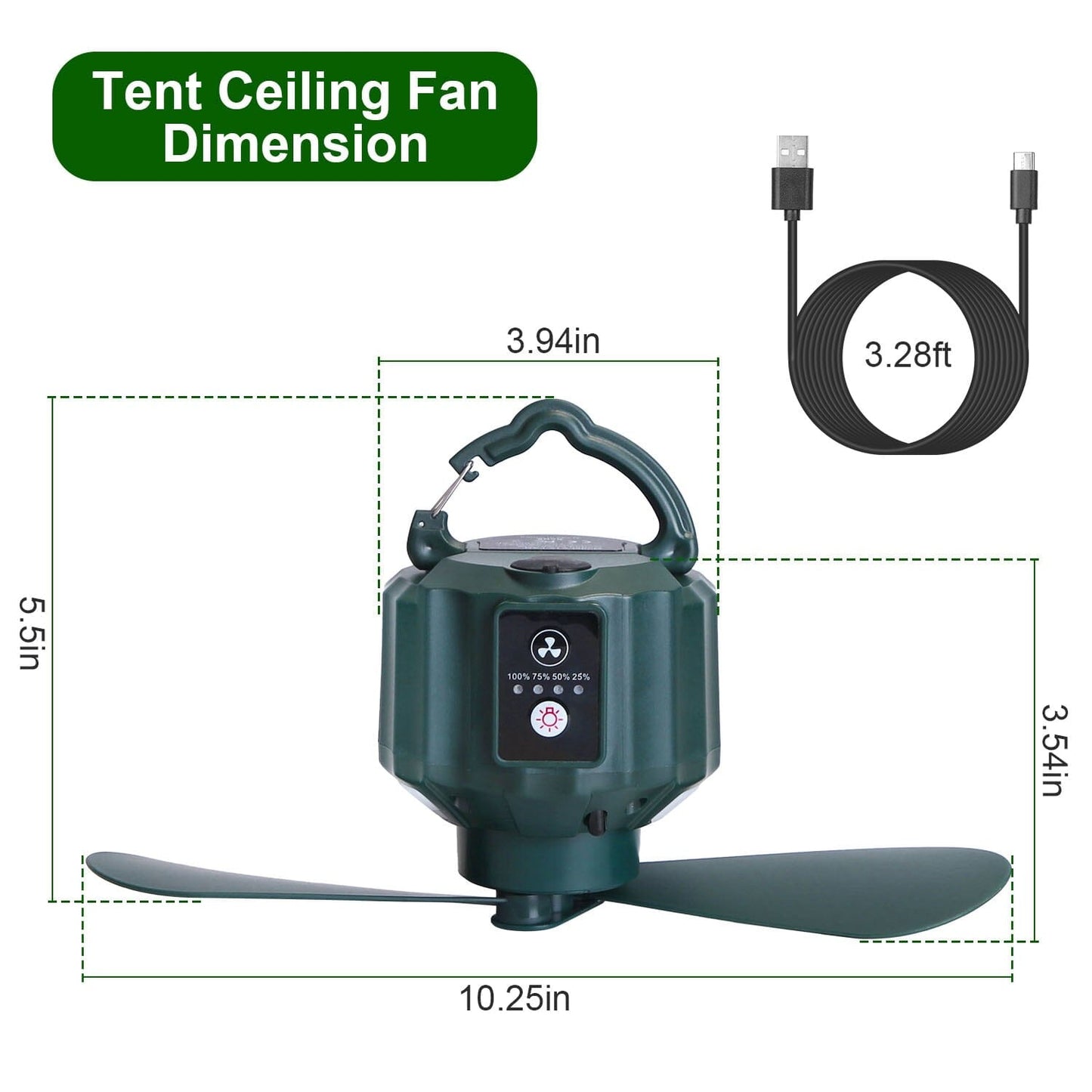 Rynx | 10400mAh USB Battery Powered Hanging Tent Lantern Fan Power Bank