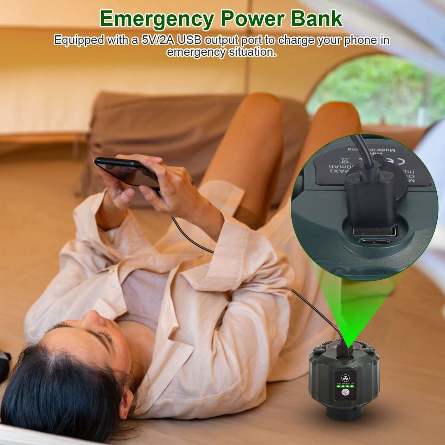 Rynx | 10400mAh USB Battery Powered Hanging Tent Lantern Fan Power Bank
