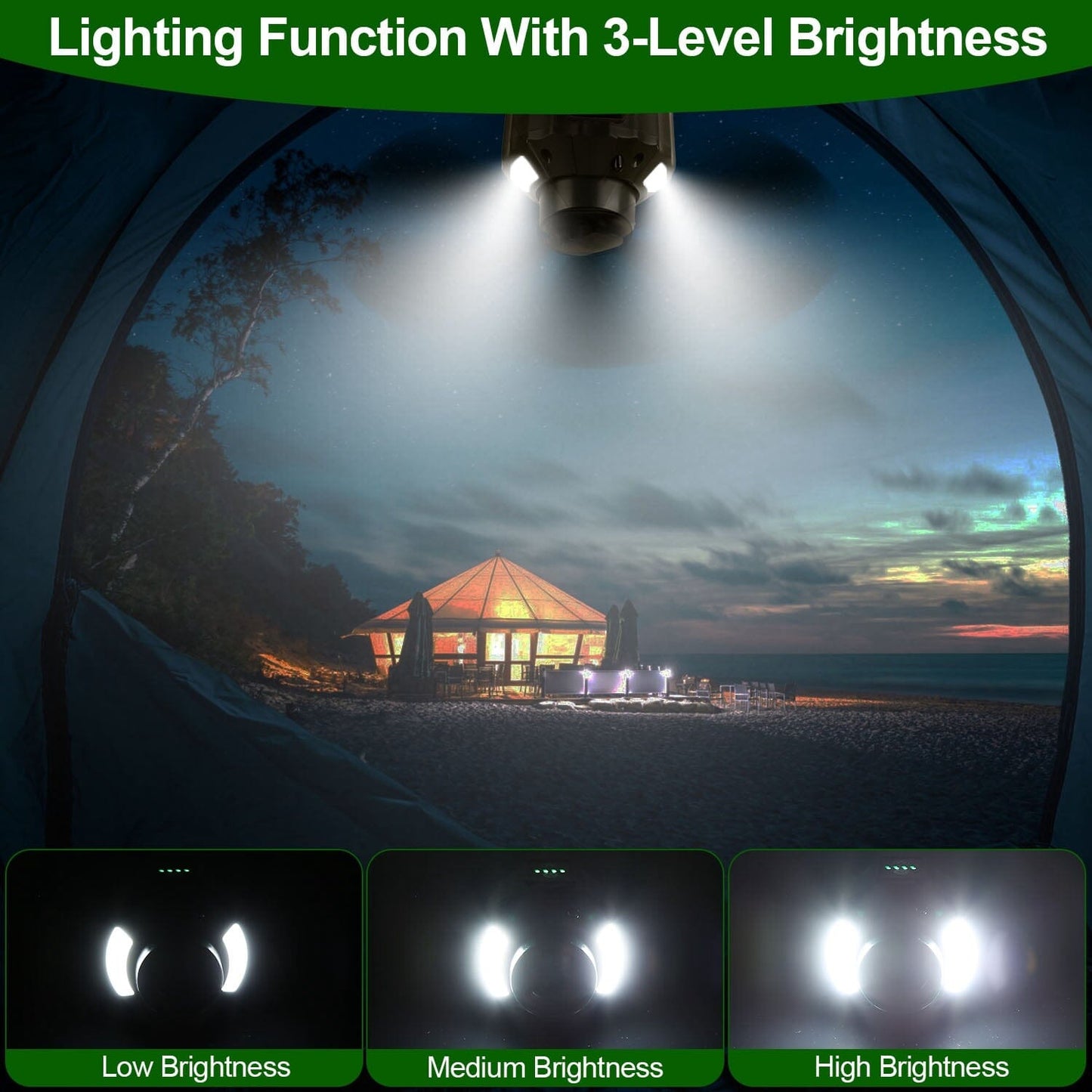 Rynx | 10400mAh USB Battery Powered Hanging Tent Lantern Fan Power Bank