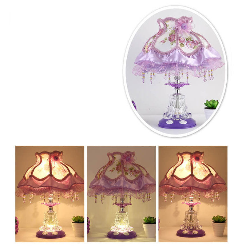 Rynx | Elarion Glow Table Lamp | European Design | Fabric Shade & Glass Base | Dimmable | Romantic Lighting