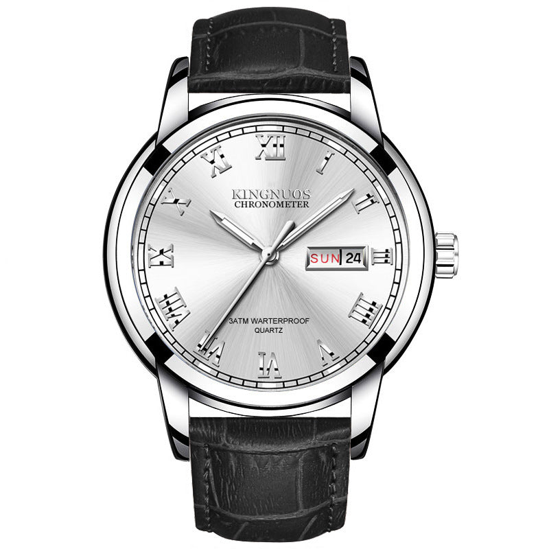 Rynx | Transnational Hot Double Calendar Steel Belt Watch Business Non-mechanical