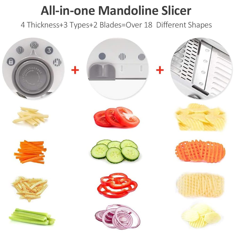 RYNX | Mandoline Vegetable Slicer – Professional Grater With Adjustable 304 Stainless Steel Blades