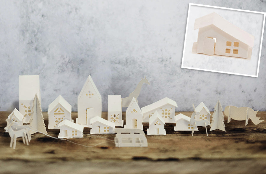 Rynx | Paper Christmas Village, Set of 18 Pieces