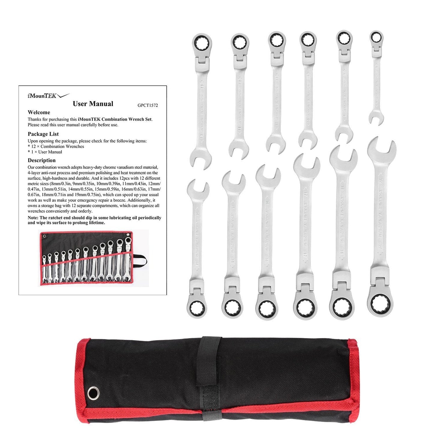 Rynx | 12-piece set: 8-19mm metric combination wrench