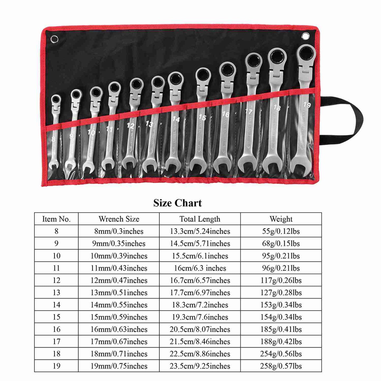 Rynx | 12-piece set: 8-19mm metric combination wrench
