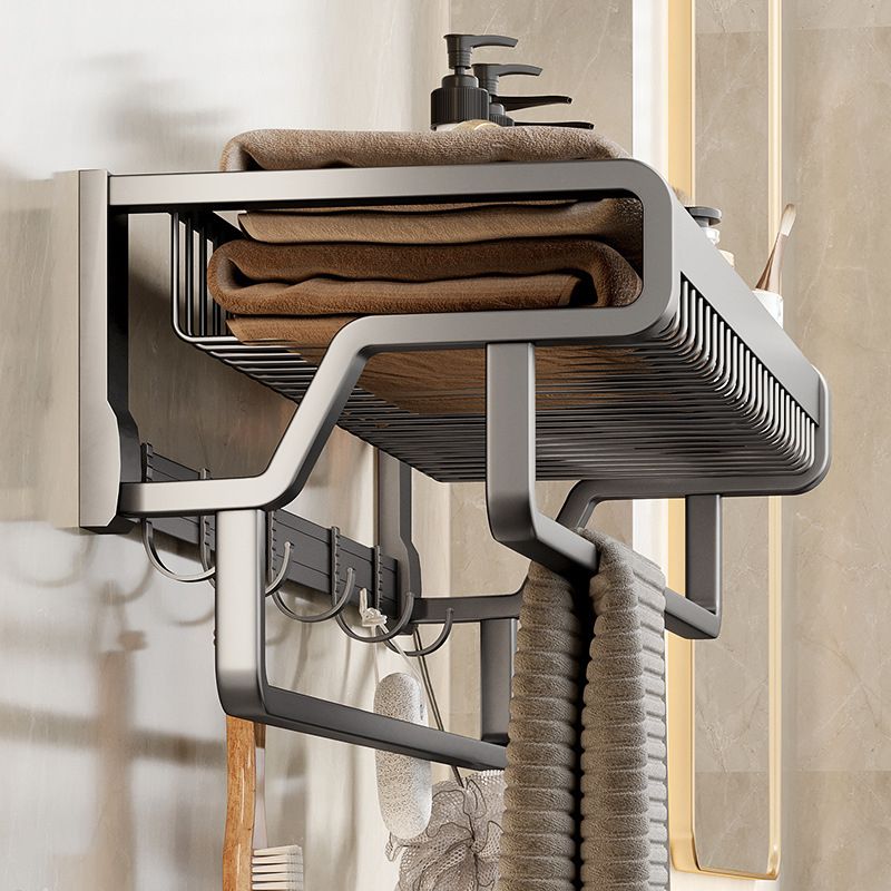 Rynx | Aluminum modern bathroom accessories set polished gray bathroom shelf/paper holder/robe hook
